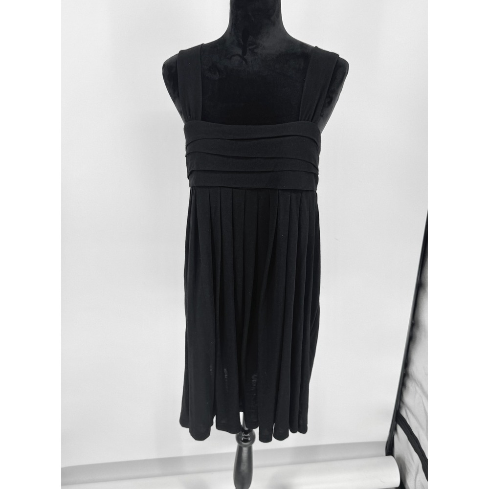 Y2K MaxRave Women's M Black Pleated Babydoll Mini Dress Jersey Knit Empire Waist